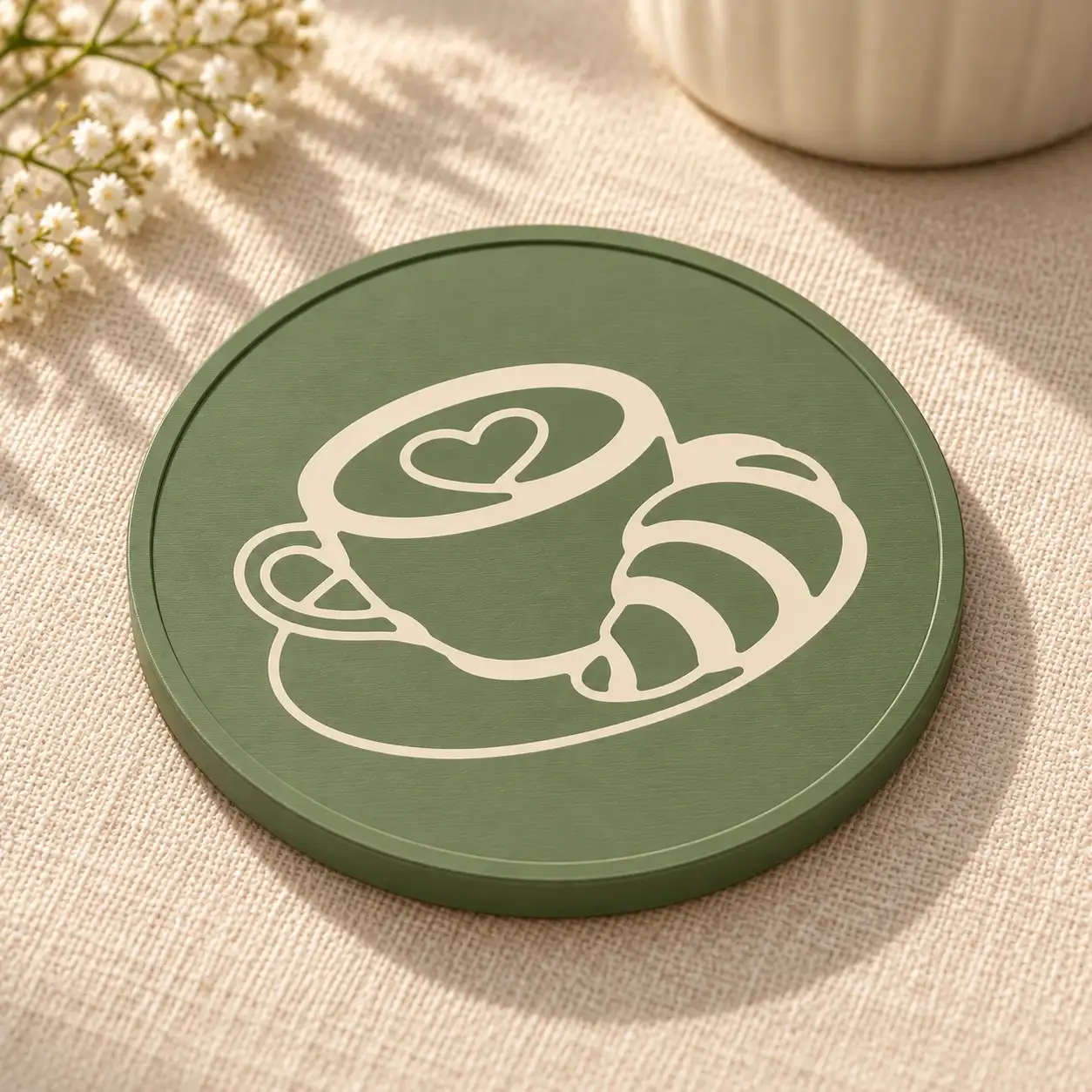 Untersetzer »Tasse & Croissant« zum Selberdrucken – Bild 1
