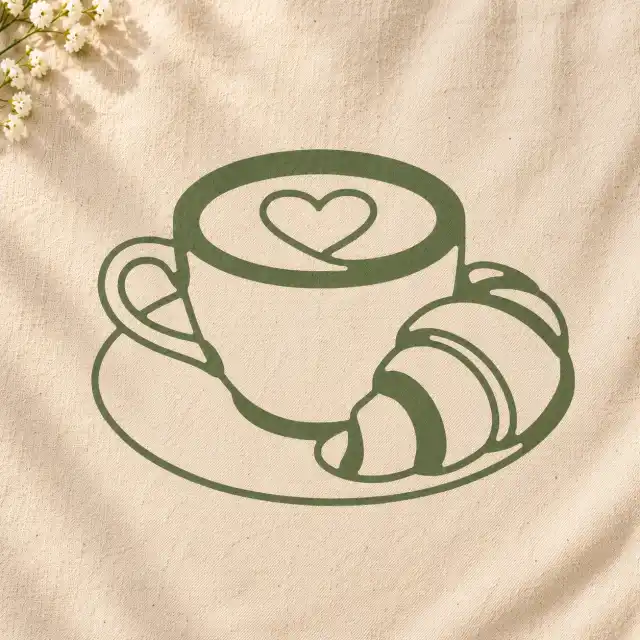 Plottervorlage »Tasse & Croissant«